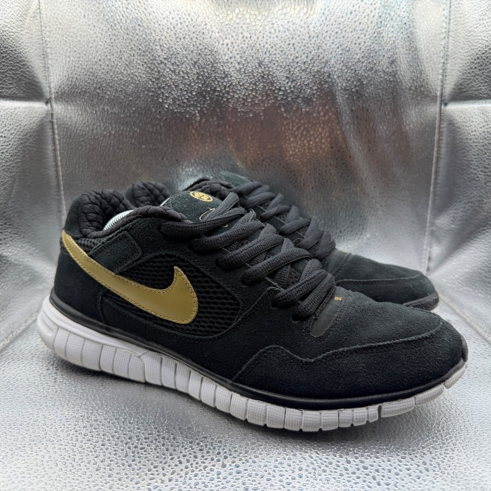 Size 10 Nike Free 5.0 James Curry Mens Black Gold Excellent Suede 317635-071
